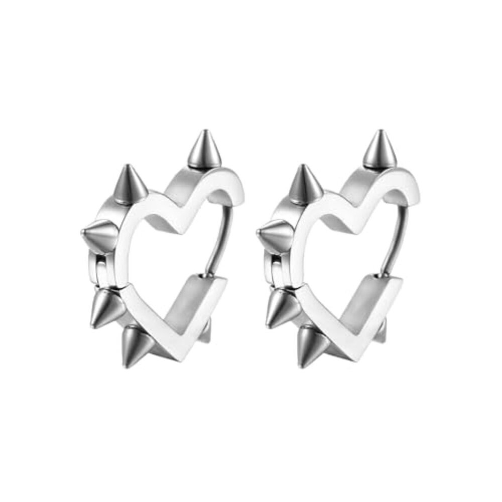 Spiky Heart Hoop Earrings for Women